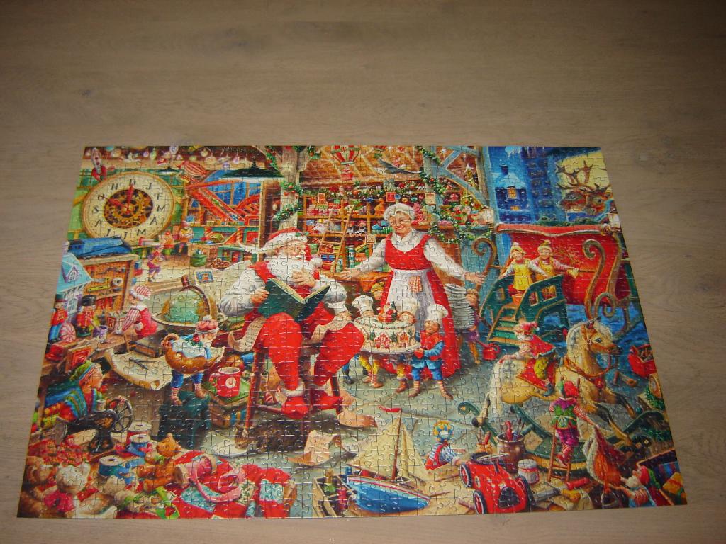 Puzzel Ravensburger SANTA'S WORKSHOP 1000 st., Ophalen of Verzenden, 500 t/m 1500 stukjes, Zo goed als nieuw, Legpuzzel