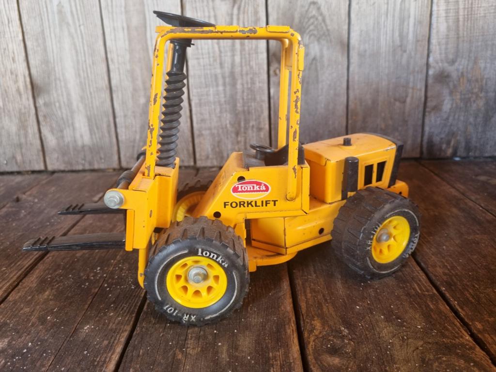 Vintage Tonka Forklift  - Geel Metaal, Verzamelen, Ophalen of Verzenden, Gebruikt