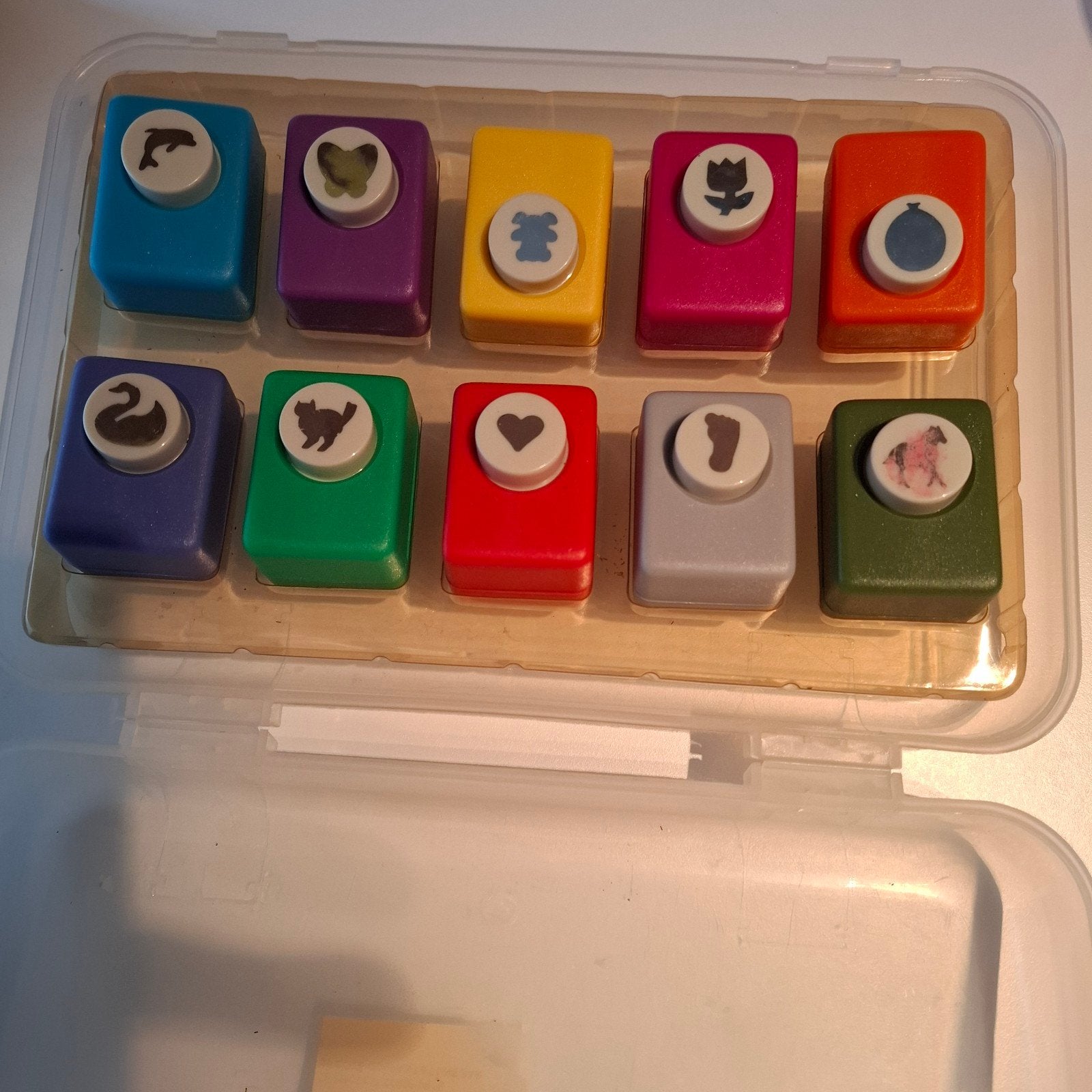 Set van 10 ponsen voor knutselen, diverse figuren, Gebruikt, Meerkleurig, Ophalen of Verzenden, Kunststof