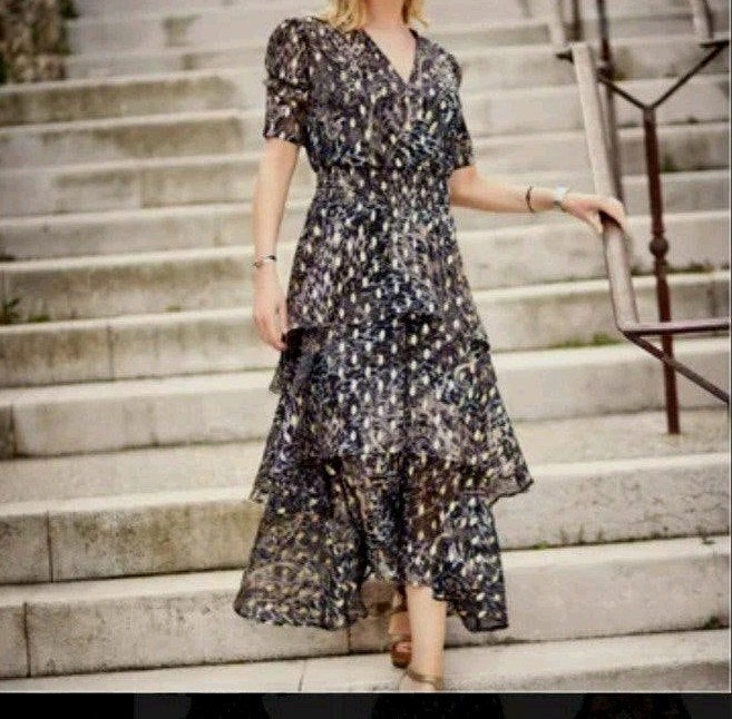 feestelijke jurk naomi ladress la dress mt l, Kleding | Dames, Maat 38/40 (M), Bruin, Verzenden, Zo goed als nieuw