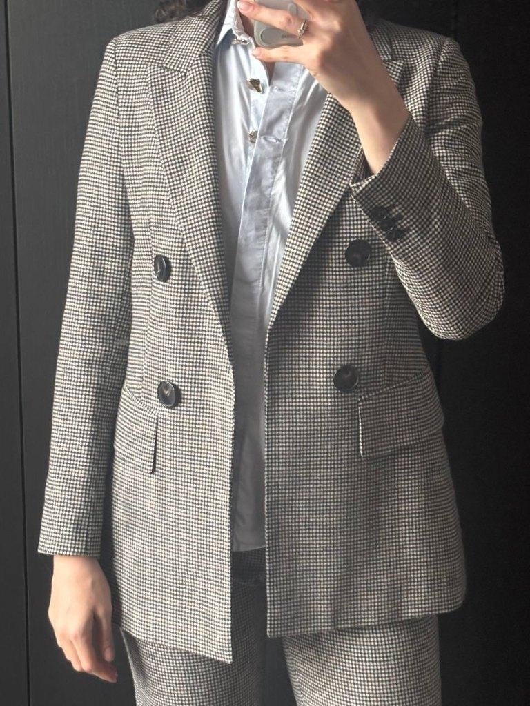 Massimo Dutti wollen blazer pied-de-poule – maat 38, Ophalen of Verzenden, Zo goed als nieuw, Maat 38/40 (M), Zwart