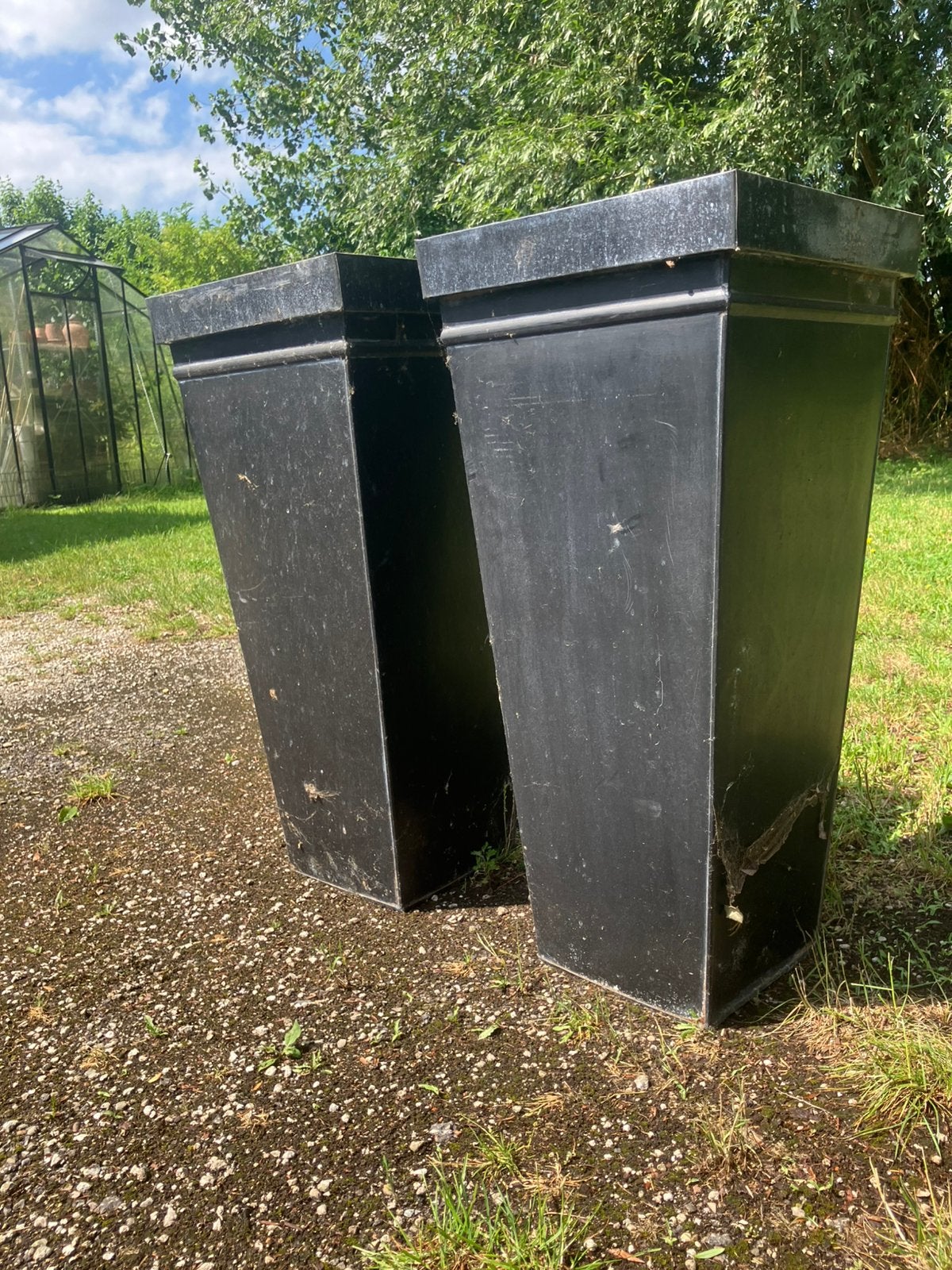 Plantenbak bloembak metaal zink, Tuin en Terras, Bloembakken en Plantenbakken, Ophalen, Gebruikt, Vierkant, Metaal
