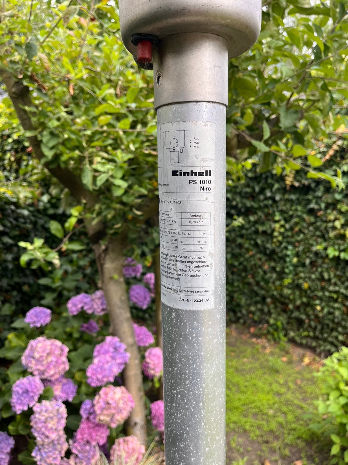 Terrasverwarming op gas (fles ). H 210cm, Ophalen, Gebruikt, Waterbestendig, Vloer