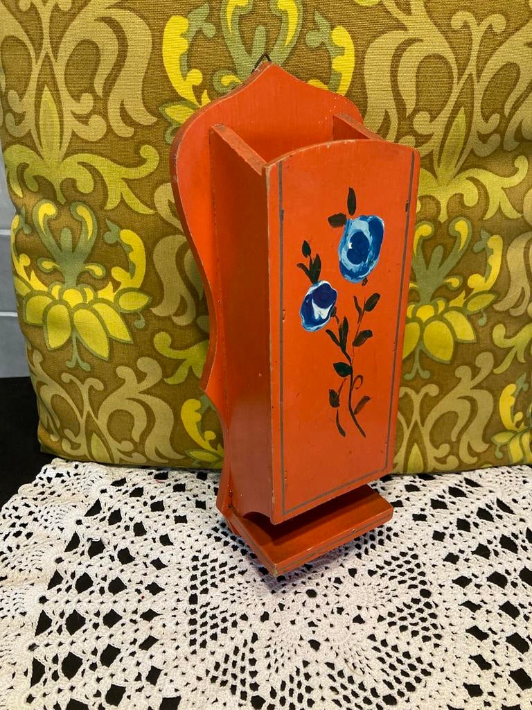 Vintage luciferhouder, oranje (180426c), Ophalen of Verzenden, Gebruikt, Hout, Oranje