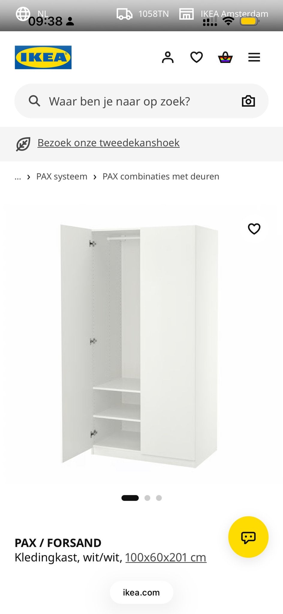 Foto 3 van IKEA PAX/FORSAND kledingkast 200x100x60 - Zo goed als nieuw