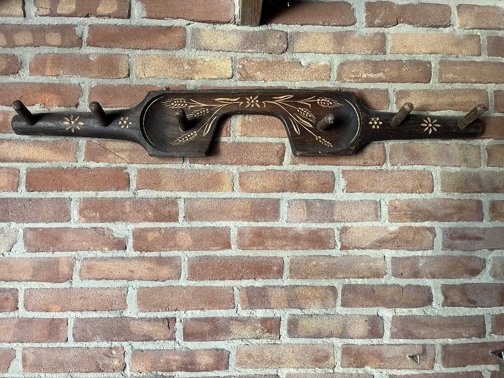 Unieke houten kapstok met houtsnijwerk, gemaakt van een juk, Gebruikt, Minder dan 100 cm, Hout, Ophalen