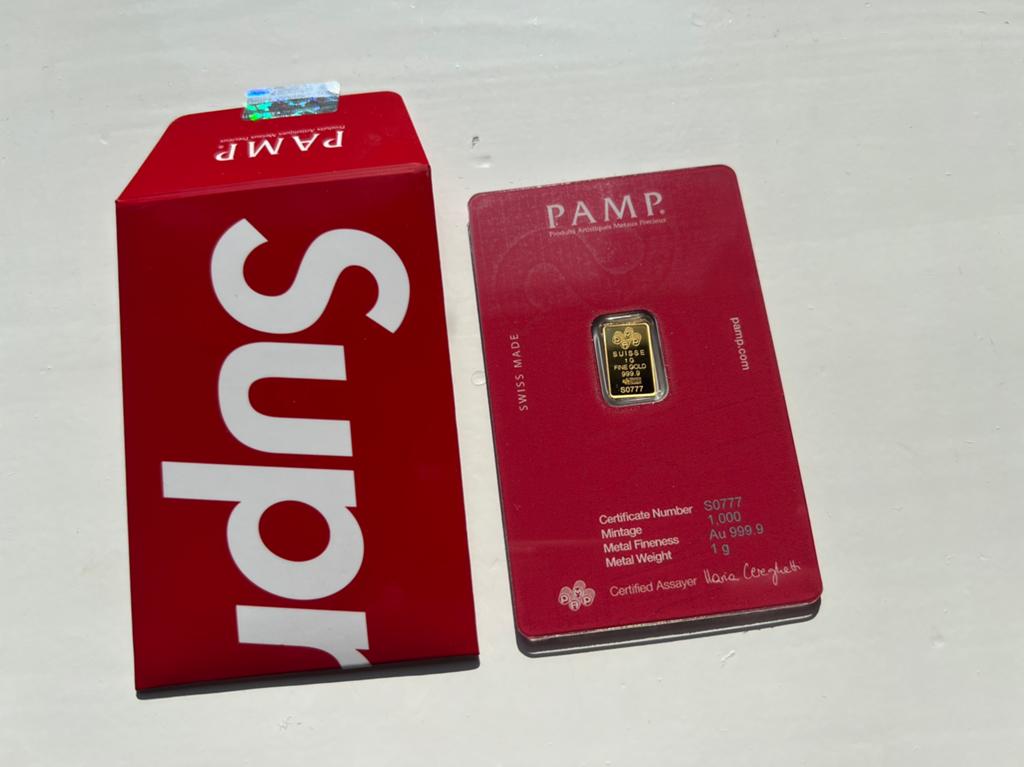 Supreme PAMP suisse 1g goudbaar, Ophalen of Verzenden, Goud