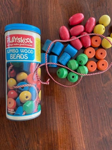 Vintage Playskool no 702 Jumbo Wood Beads Chicago 1974, Ophalen of Verzenden