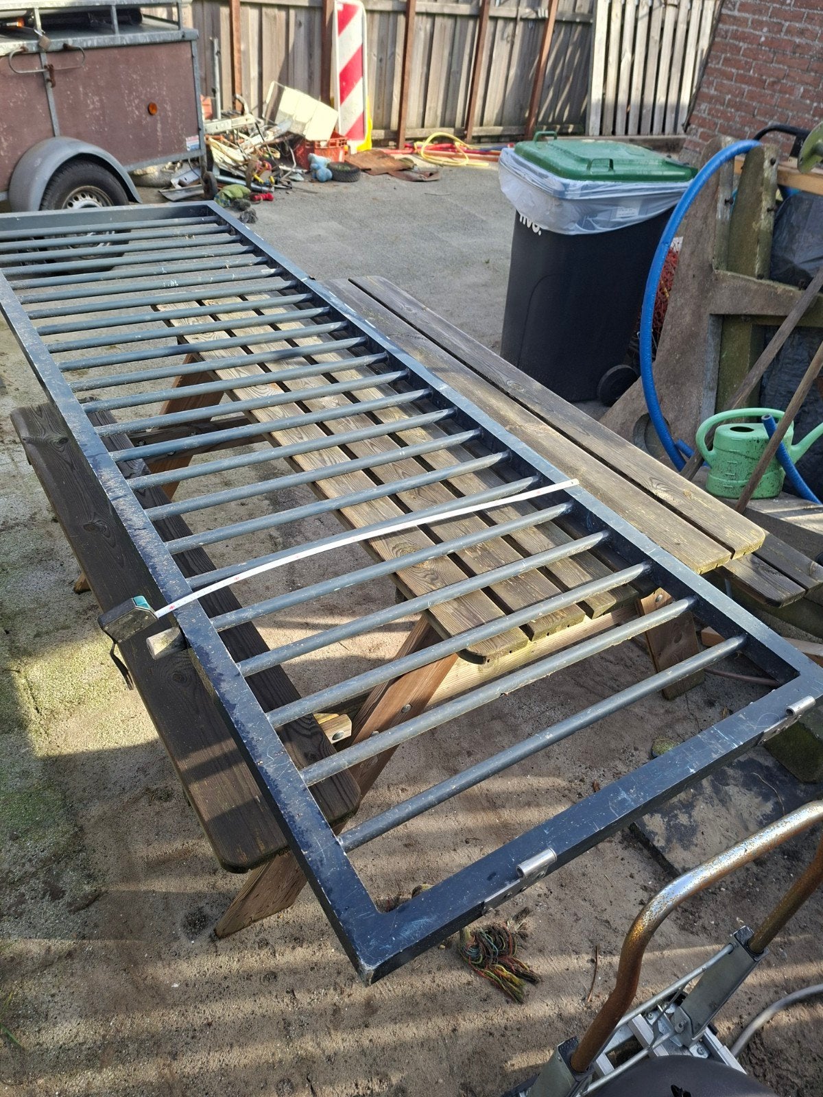 Gebruikt  aluminium spijlenhekwerk - Ideaal voor tuin of erf, Ophalen, Met poort, Gebruikt, Spijlenhekwerk