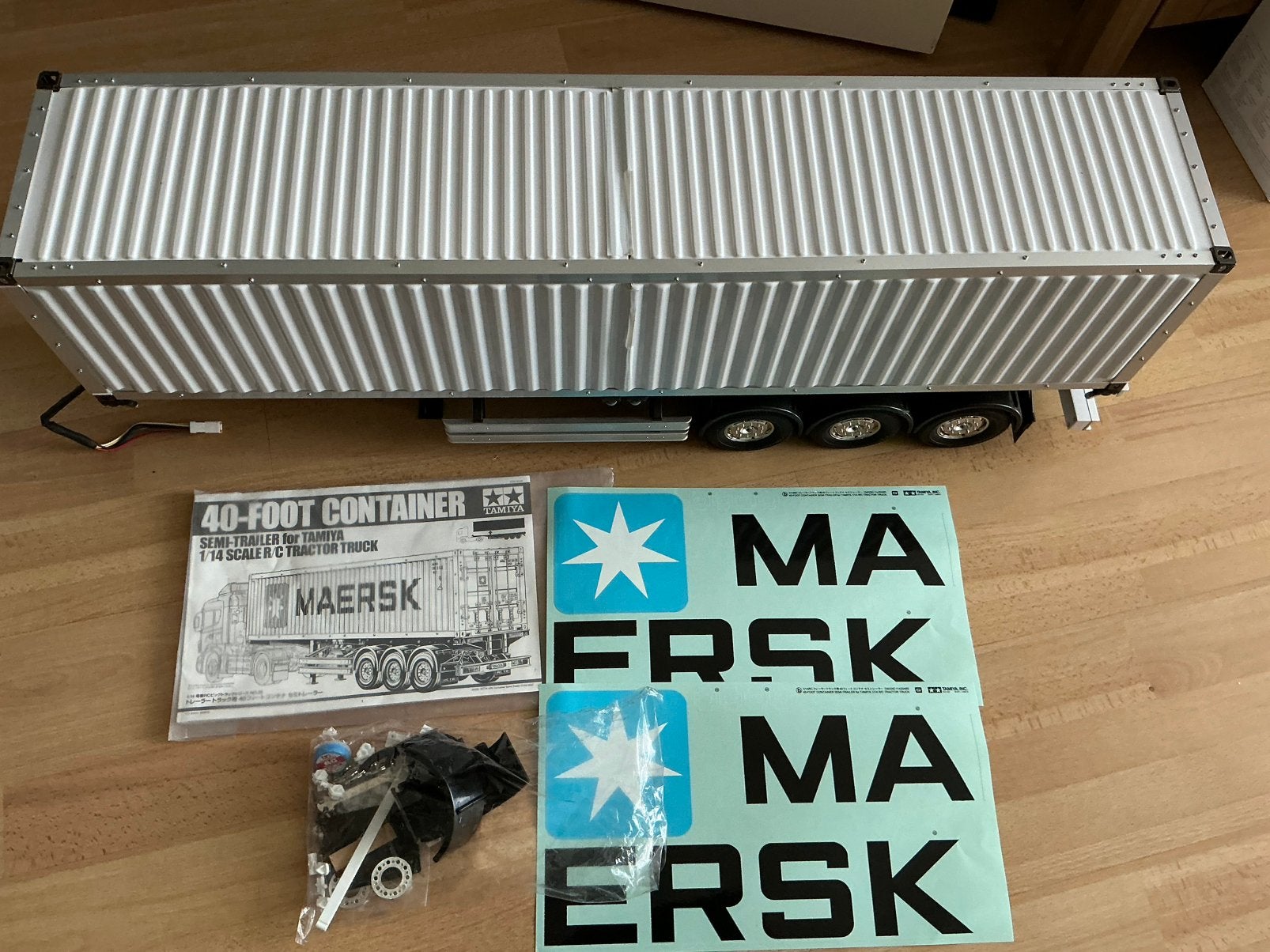 Tamiya 1:14 40 foot container trailer, Schaal 1:14, Zo goed als nieuw, Onderdeel, RTR (Ready to Run)