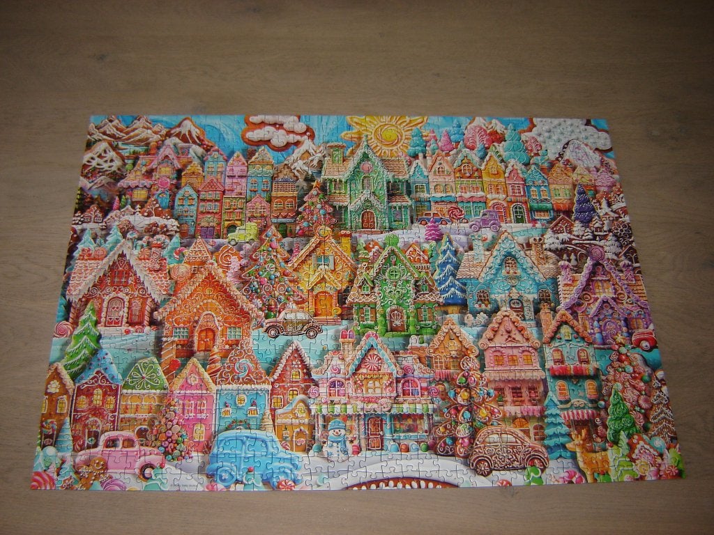 Kerst Puzzel Ravensburger CHRISTMAS COOKIE VILLAGE 1000 st., Ophalen of Verzenden, 500 t/m 1500 stukjes, Zo goed als nieuw, Legpuzzel