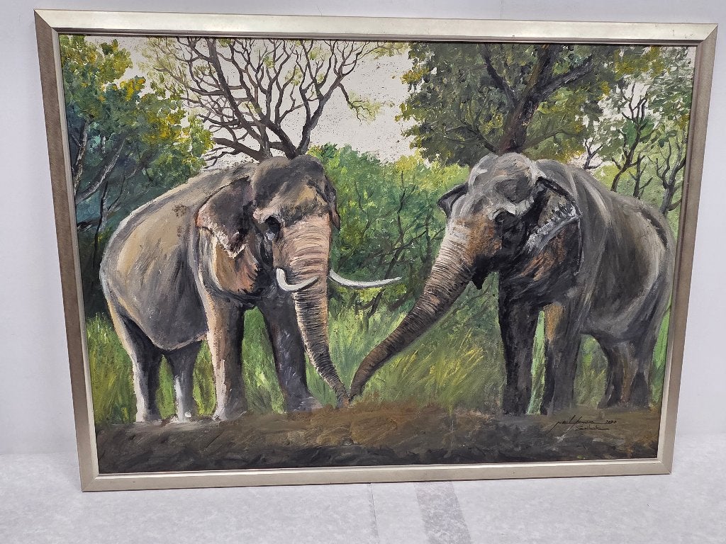 Olifanten - Neil Kumara, Paneel, Realistisch, Dieren, Ophalen of Verzenden