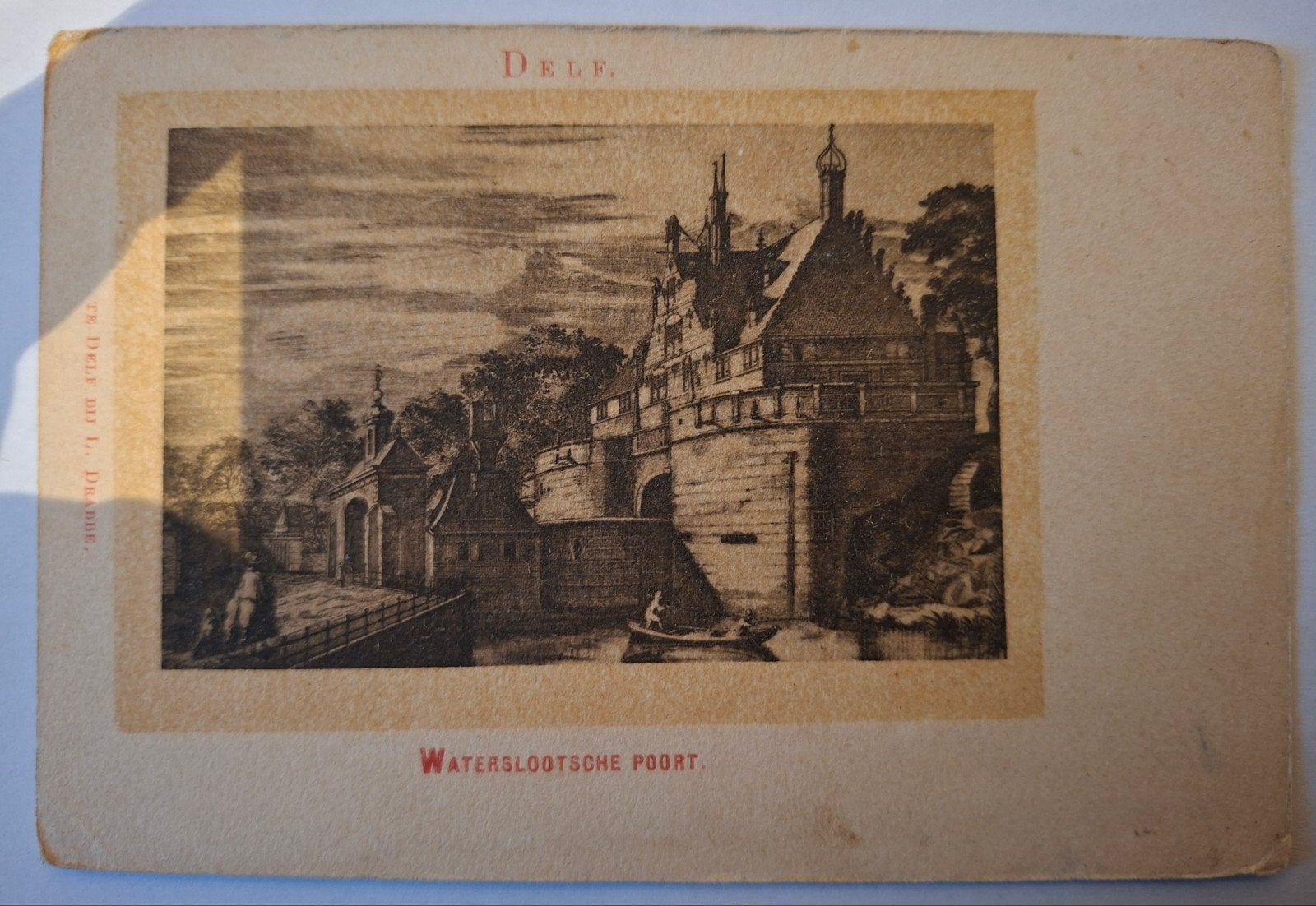 Briefkaart/Ets Delft Waterslootse poort, Ophalen of Verzenden