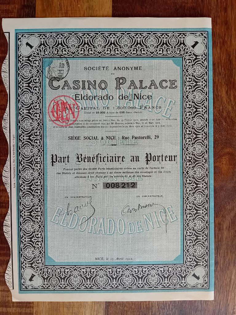 Casino Palace - Mancave item - 1921, Overige munten, Ophalen of Verzenden, Gebruikt