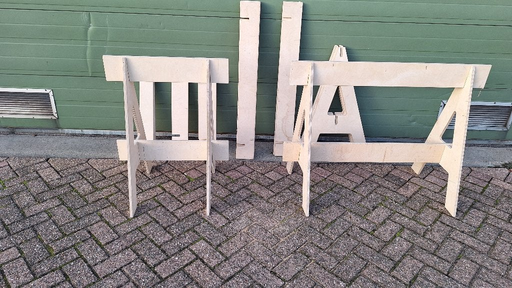 houten Schragen 70 / 120 cm breed 4 stuks, Ophalen, Gebruikt, 70 tot 120 cm, Industriepark 2a 9351PA Leek