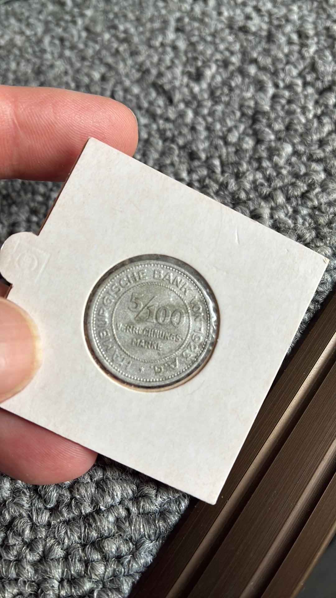 Hanburgische bank 5/100 mark 1923 verrechnungsmarke, Postzegels en Munten, Ophalen of Verzenden, Duitsland