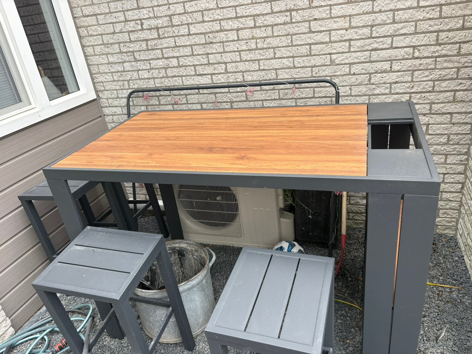 Barset 4 stoelen intratuin Mayson bruin/grijs, 4 zitplaatsen, Gebruikt, Aluminium, Ophalen of Verzenden