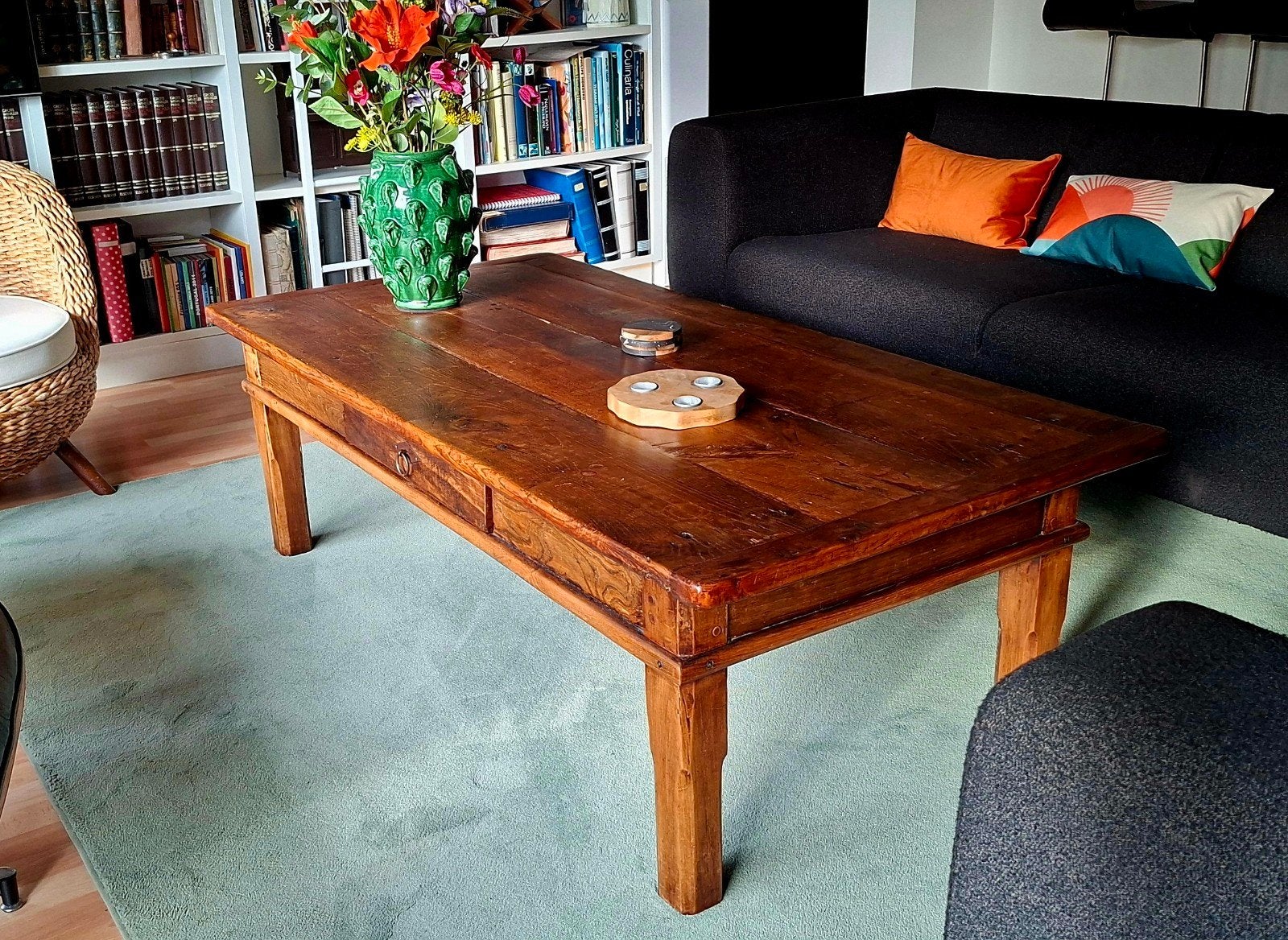 Antieke boeren massief houten salontafel!, Ophalen, Gebruikt, 100 tot 150 cm, Eikenhout