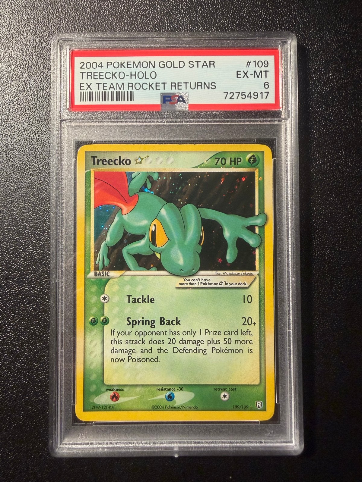 Treecko Gold Star PSA 6 - EX Team Rocket Returns, Ophalen of Verzenden, Gebruikt, Losse kaart, Foil