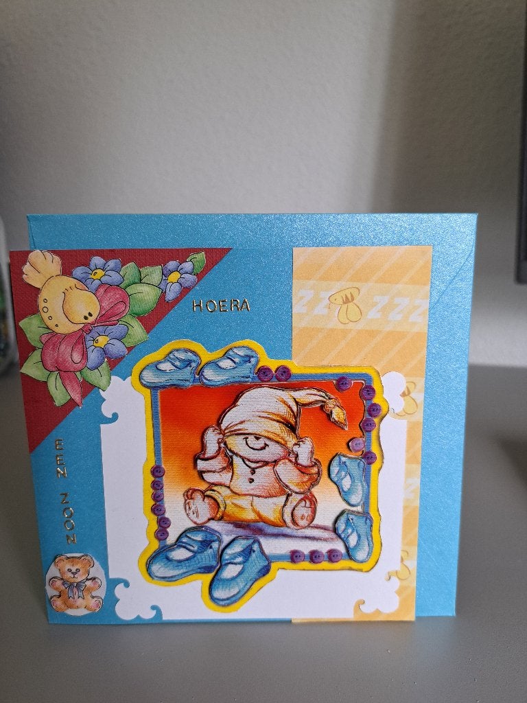 kaart nr 6 hoera een zoon met envelopje, Ophalen of Verzenden, Nieuw, Kind