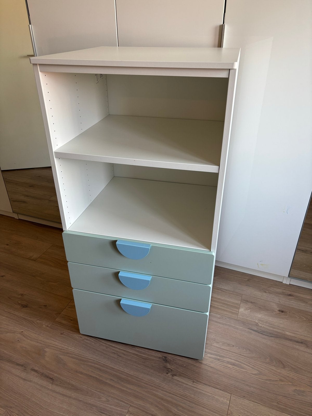 IKEA Platsa basiselement wit met 3 lichtgroene lades, Ophalen, Gebruikt, 100 tot 150 cm, 50 tot 100 cm