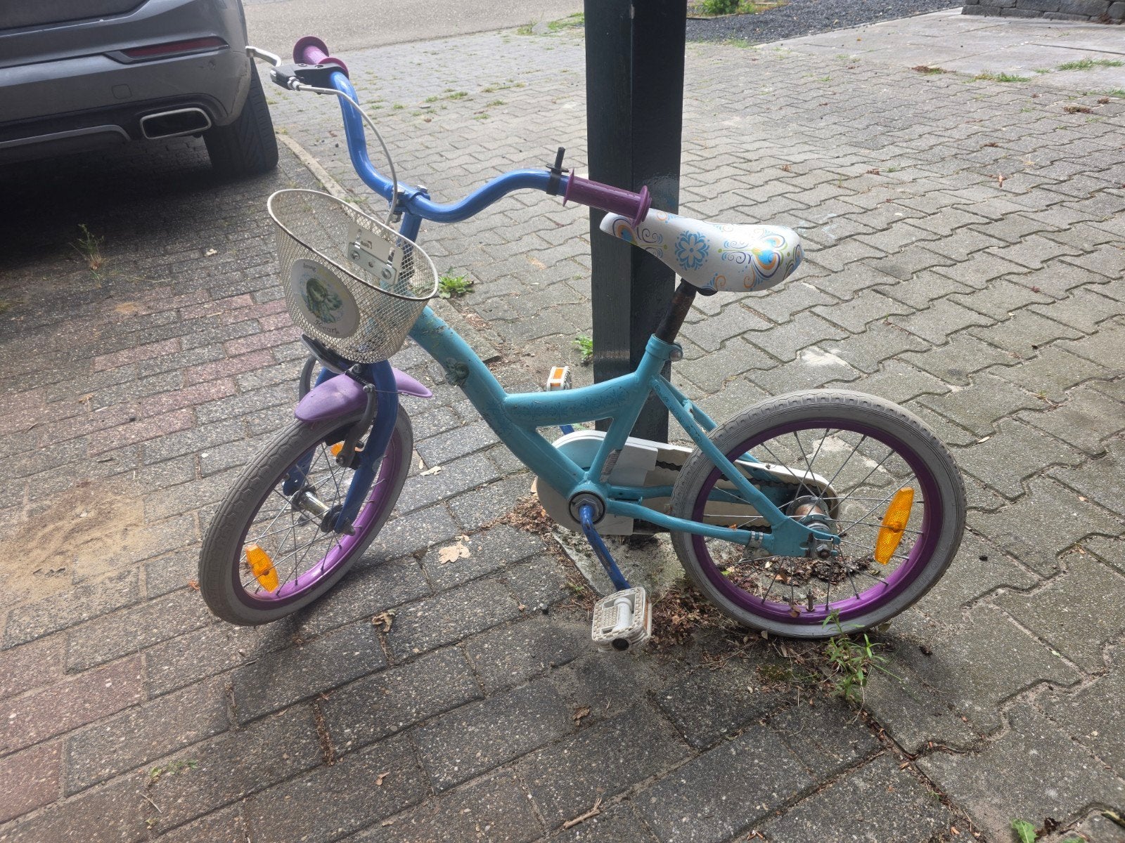 Kinderfiets 16 inch met mandje en terugtraprem, Ophalen, Gebruikt, Terugtraprem, 16 tot 20 inch