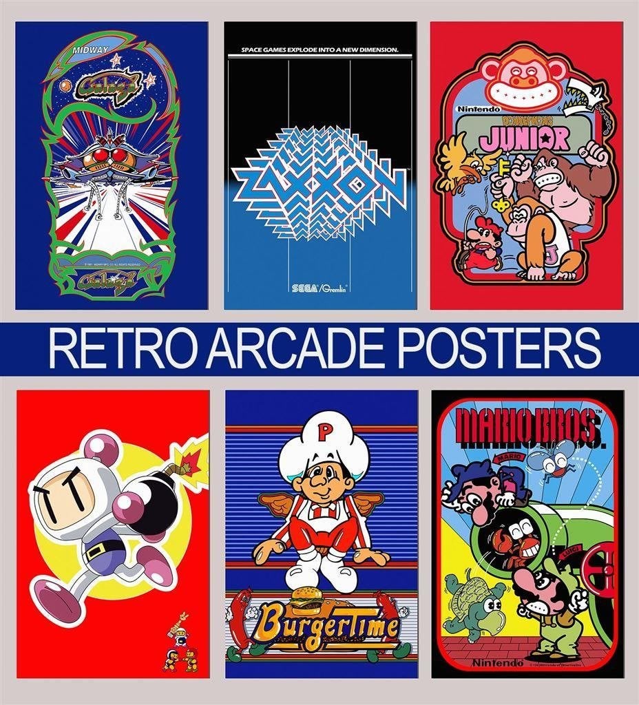 Leuke Retro ARCADE Poster , keuze uit 6, 1 speler, Verzenden, Nieuw, Vanaf 3 jaar