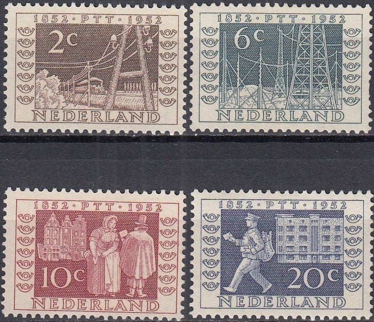 Nederland- 4.07.1-1952-Tentoonstellingszegels- NVPH-592-595-, Ophalen of Verzenden, Na 1940, Postfris