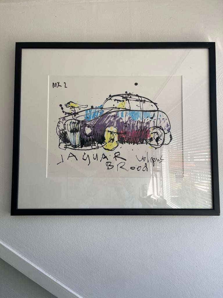 Herman Brood - Jaguar (Gesigneerde Zeefdruk), Antiek en Kunst, Ophalen of Verzenden