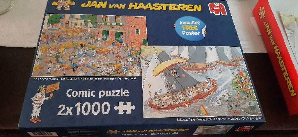 Jan van Haasteren 2x1000 stukjes: Kaasmarkt & Skutsjesilen, Ophalen, 500 t/m 1500 stukjes, Zo goed als nieuw, Legpuzzel