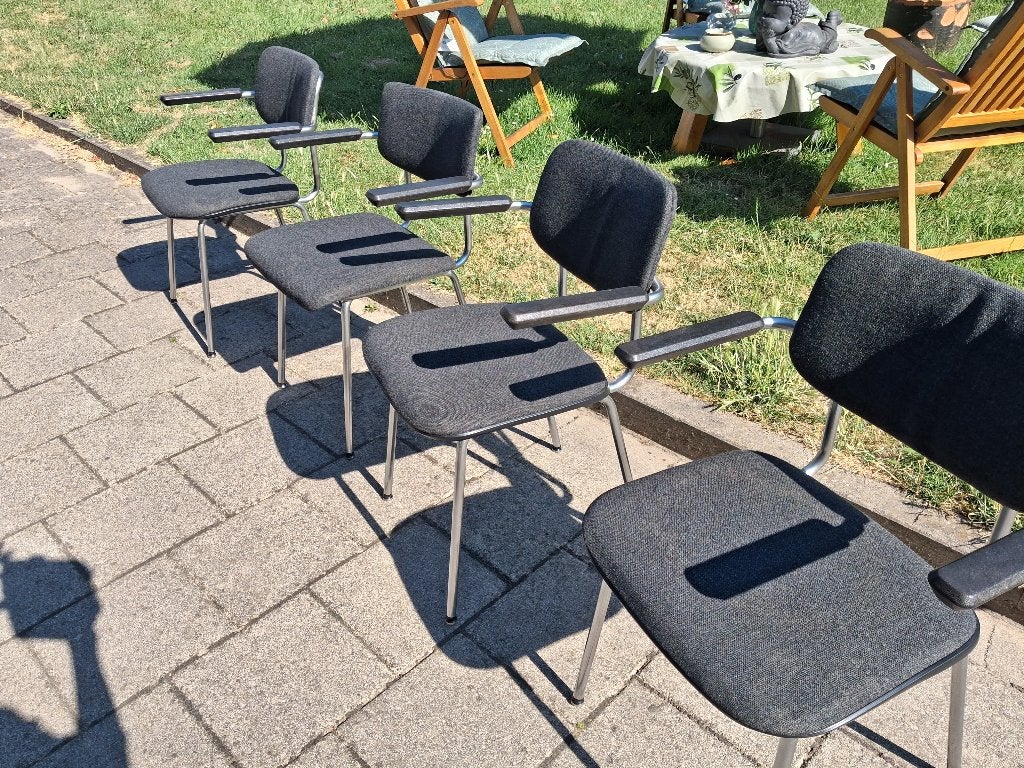 retro 4x gispen  stoelen  1236, Huis en Inrichting, Stoelen, Ophalen, Gebruikt, Overige kleuren, Stof