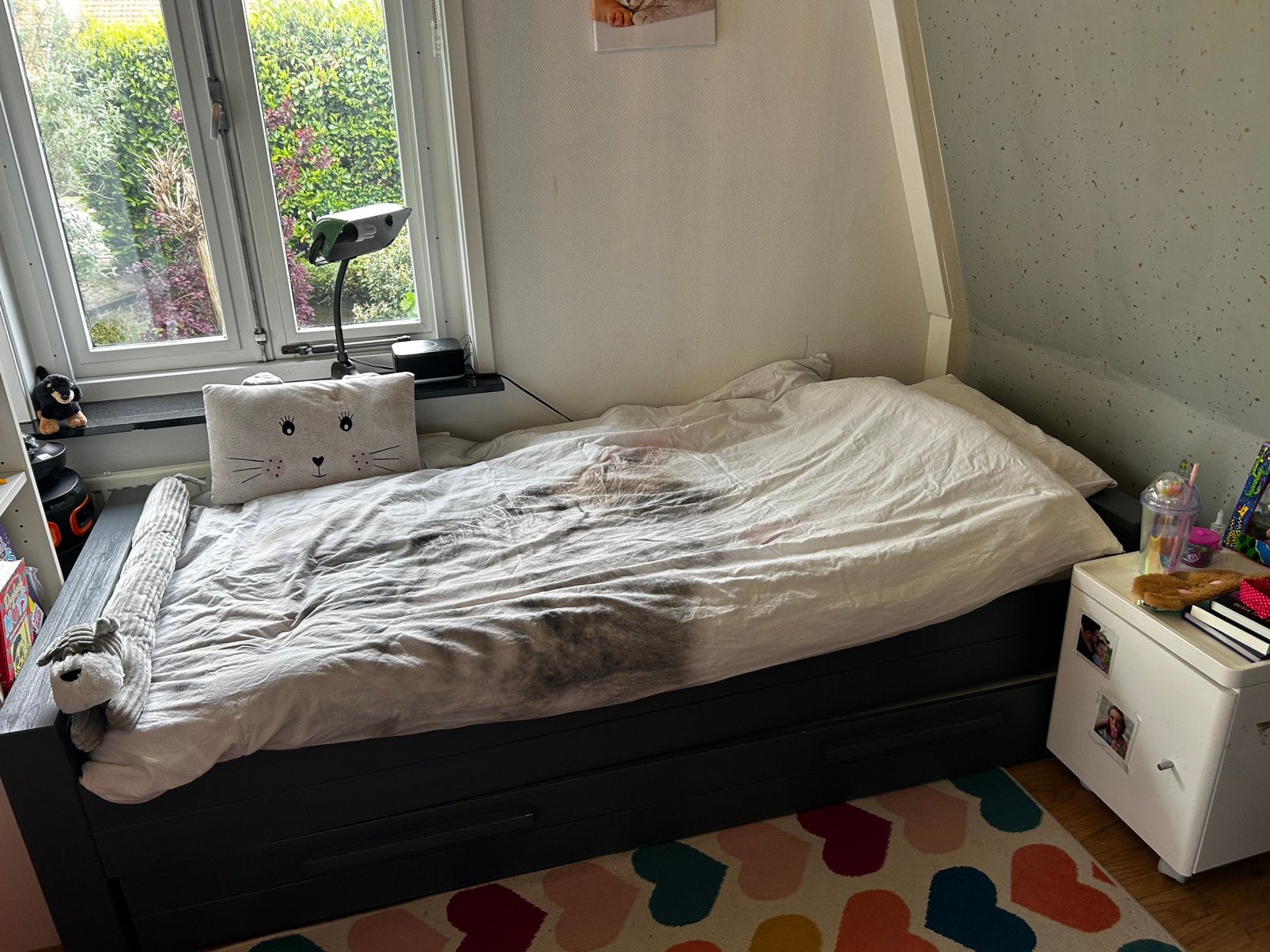 Woood Dennis Bed 90x200 met bedlade, 2 matrassen en kast, Ophalen, Gebruikt, 90 cm, Eenpersoons