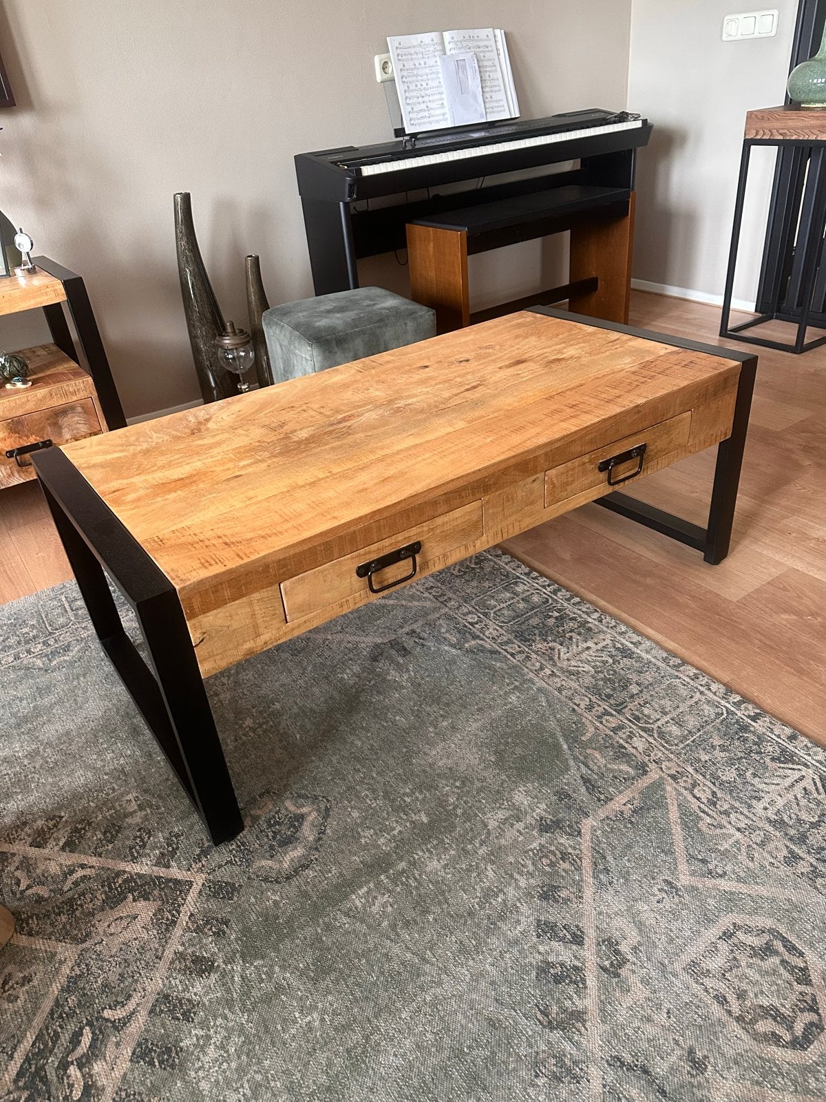 Salontafel mangohout Brit 120x60 cm, Ophalen, Gebruikt, 100 tot 150 cm, 50 tot 100 cm