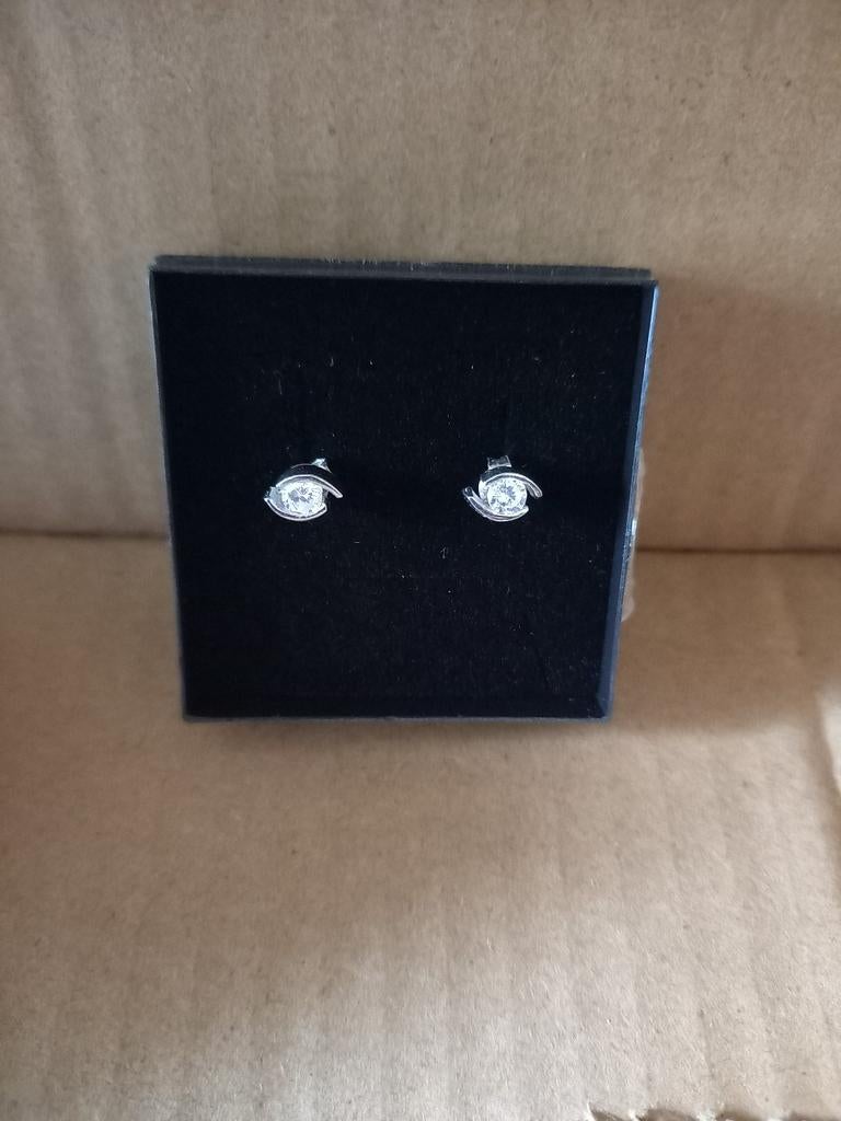 Zilveren oorknopjes met steentjes, Sieraden, Tassen en Uiterlijk, Oorbellen, Ophalen of Verzenden
