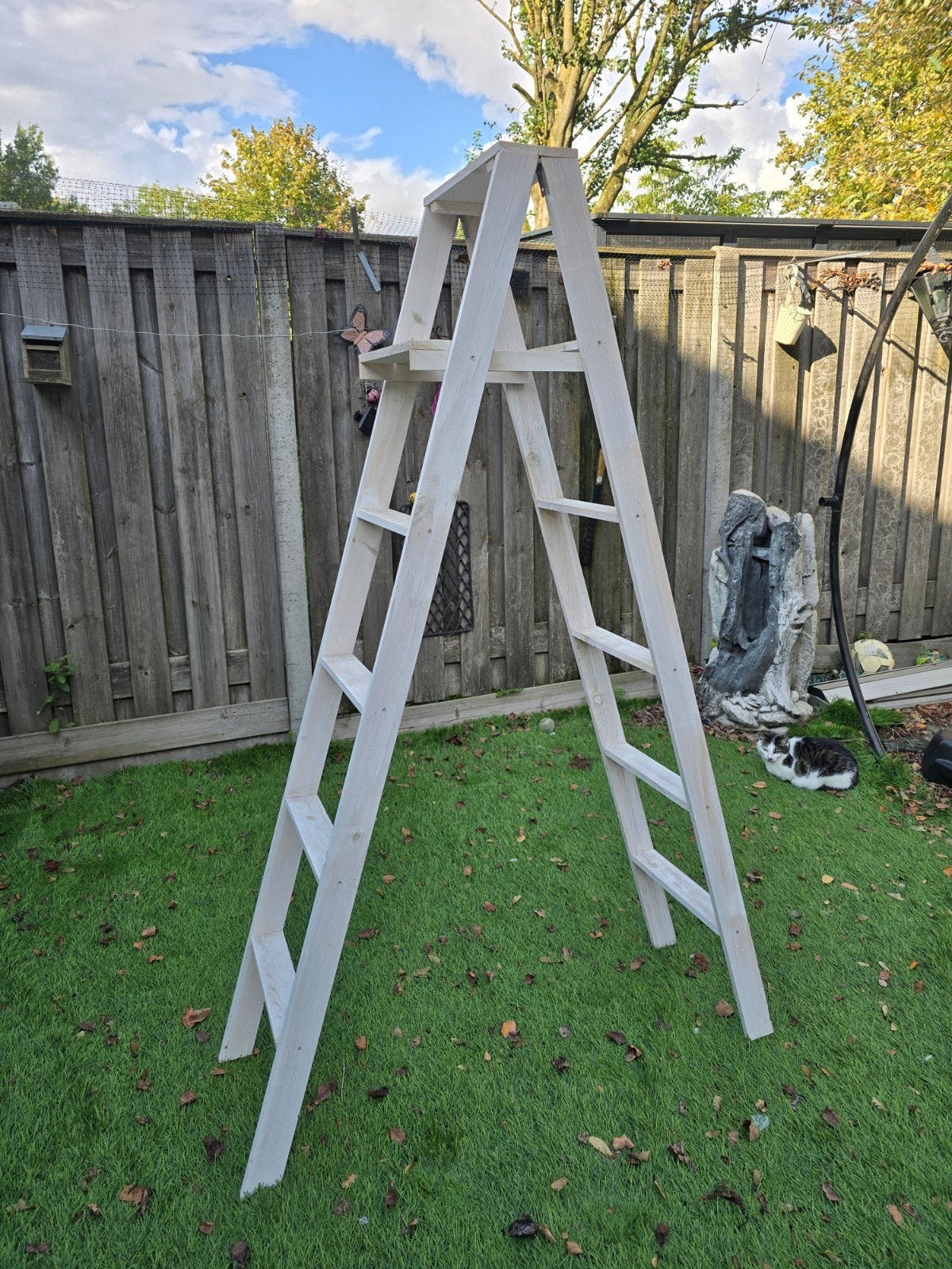 Houten decoratieve ladder-  Trap, Huis en Inrichting, Ophalen, Nieuw, Wit, Hout