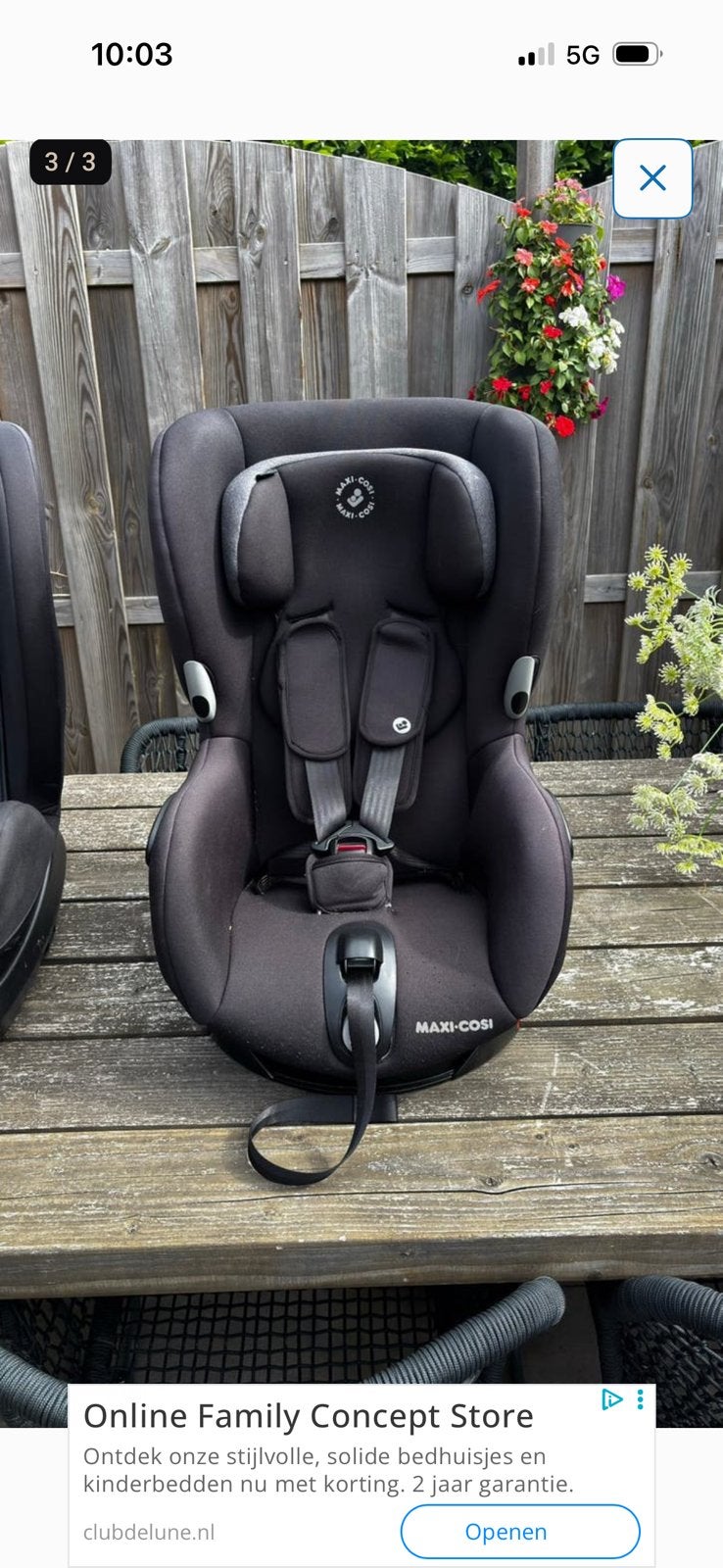 Maxi cosi draaibare autostoel met 4 punts gordel., Kinderen en Baby's, Autostoeltjes, Ophalen, Autogordel, 9 t/m 18 kg, Zo goed als nieuw