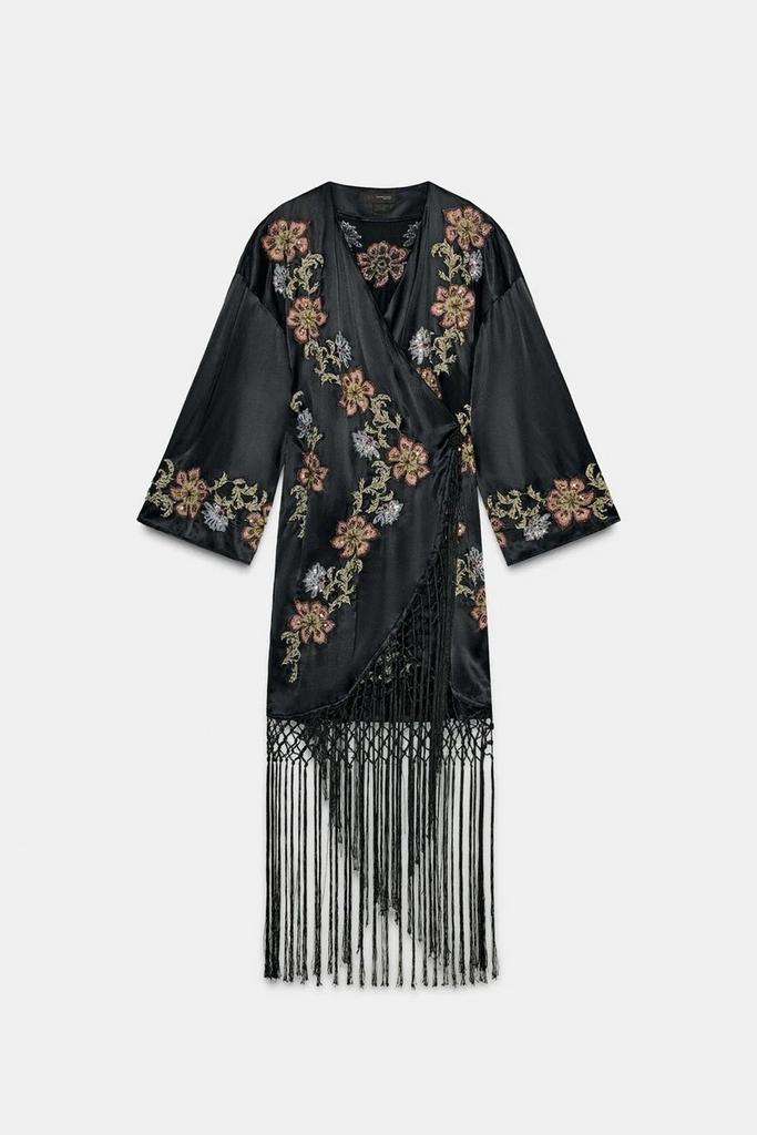 Zara Limited Edition Lange Kimono Geborduurd Nieuw M/L, Maat 38/40 (M), Zwart, Nieuw, Ophalen of Verzenden