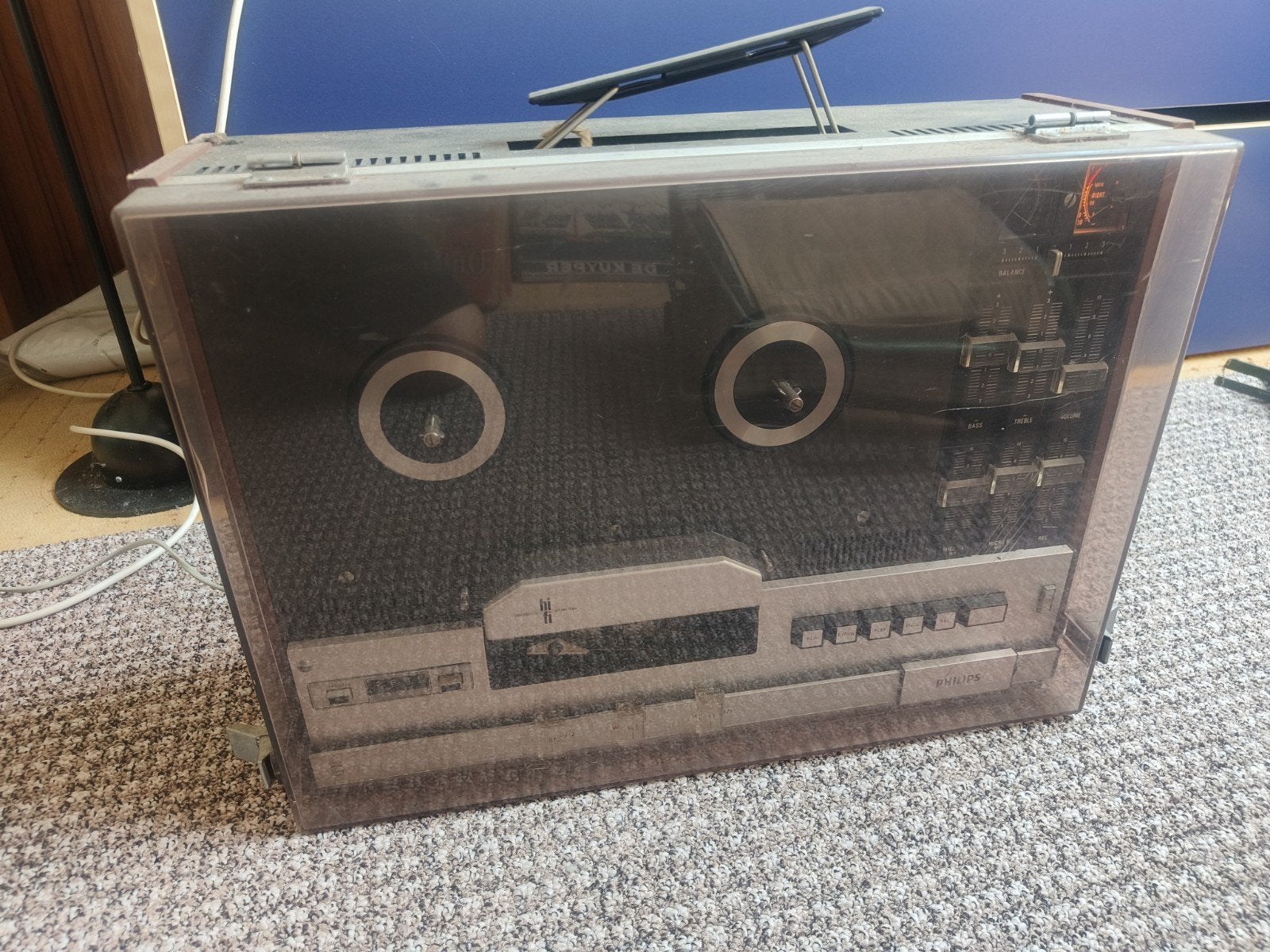 Oude Philips bandrecorder N4 416/00, Audio, Tv en Foto, Ophalen, Bandrecorder, Met stofkap