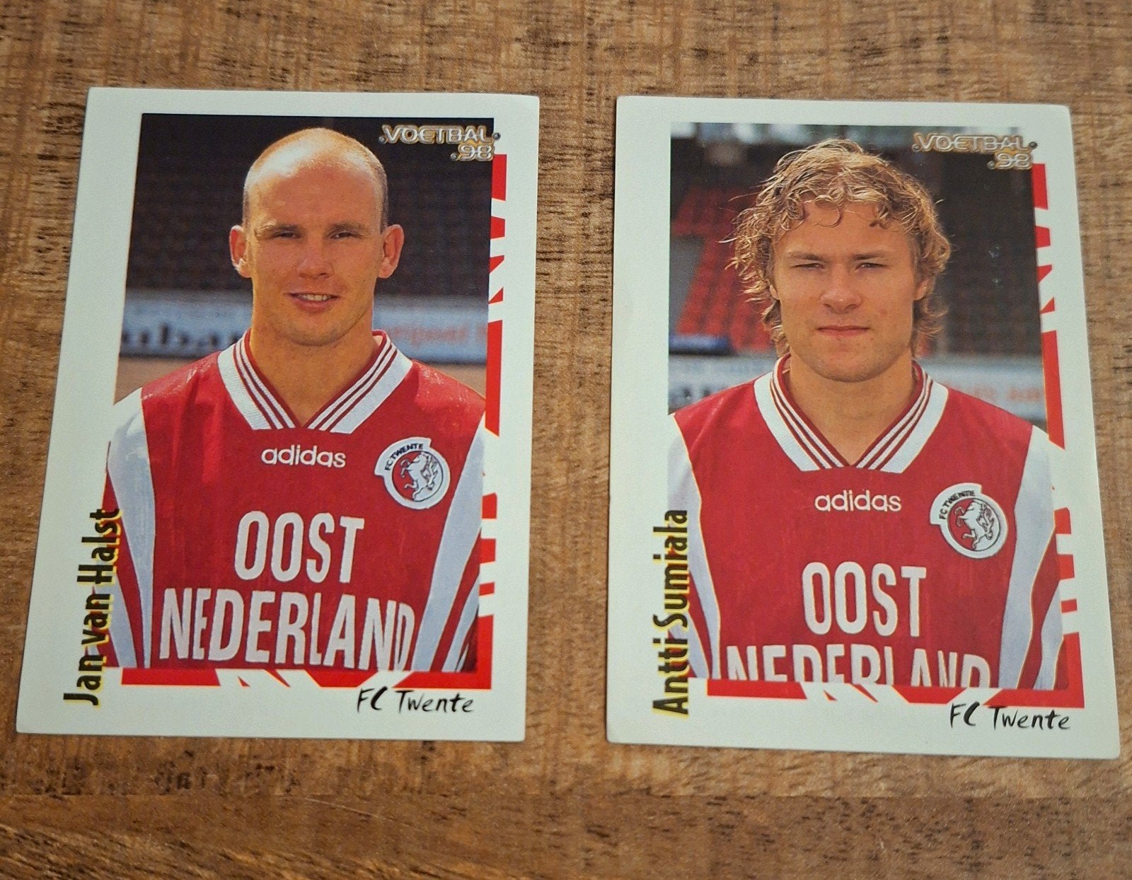 FC Twente Panini Voetbal 1998 Jan van Halst & Antti Sumiala, Ophalen of Verzenden, Zo goed als nieuw, F.C. Twente, Poster, Plaatje of Sticker