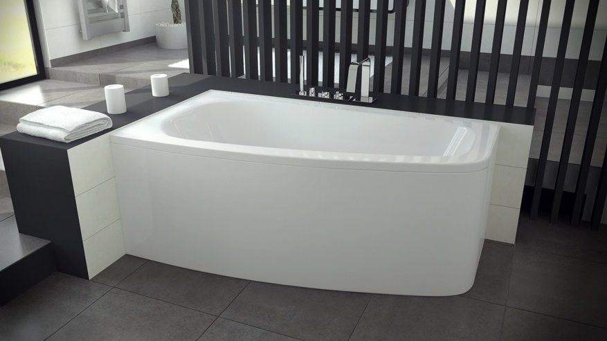 HOEKBAD 150x80 cm asymmetrisch incl poten, Ophalen, Nieuw, Wit