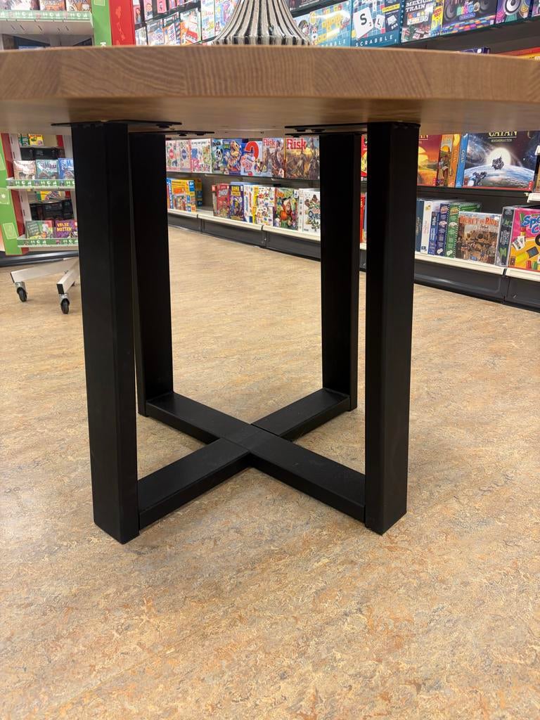 Showmodel Eettafel Rond 130cm Lamulux Old Teak, Huis en Inrichting, Tafels | Eettafels, Ophalen, Overige materialen, 100 tot 150 cm