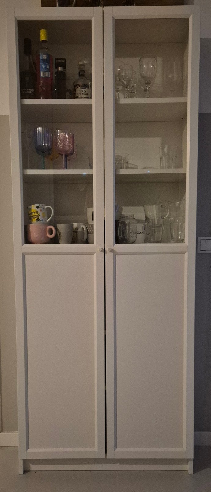 IKEA Billy Boekenkast met Oxberg paneel-/vitrinedeuren, Huis en Inrichting, Ophalen, Modern, Scandinavisch, 200 cm of meer, Overige houtsoorten