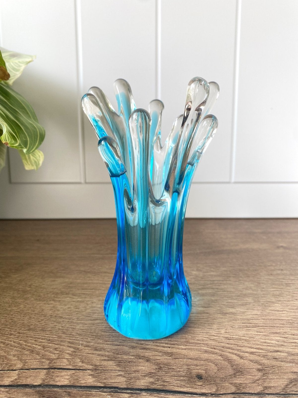 Druppel Vintage Murano stijl vaas, blauw glas, jaren '70, Ophalen of Verzenden