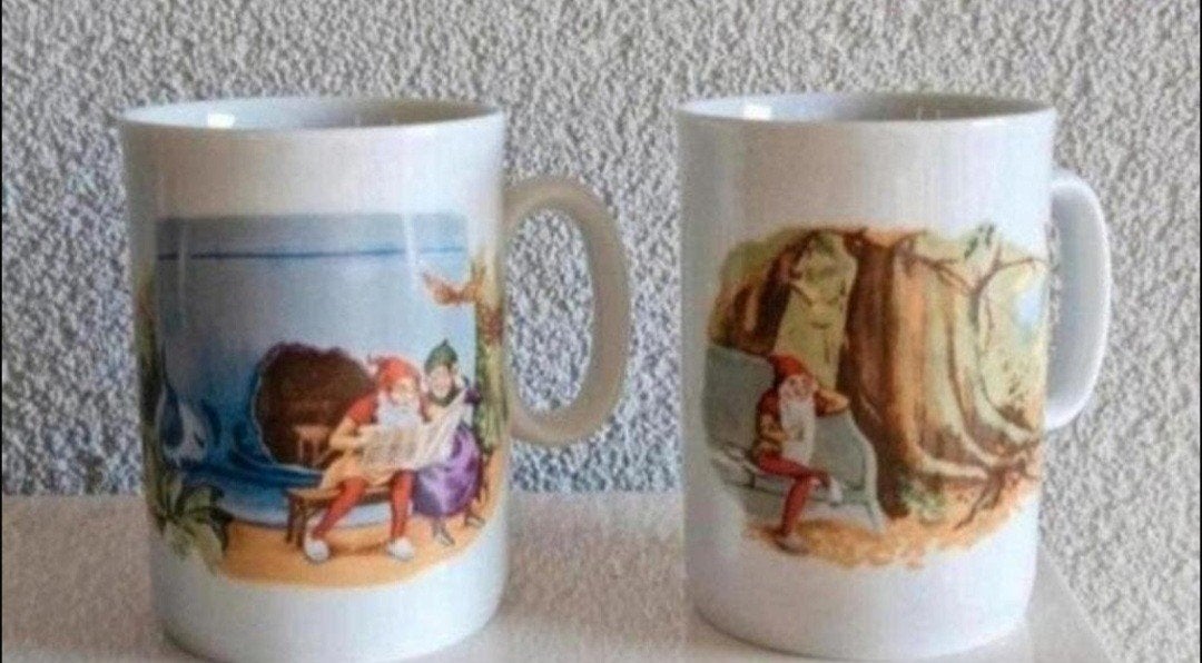 Van Nelle Piggelmee Mokken - Set van 4, Vintage, Gebruikt, Meerkleurig, Ophalen of Verzenden