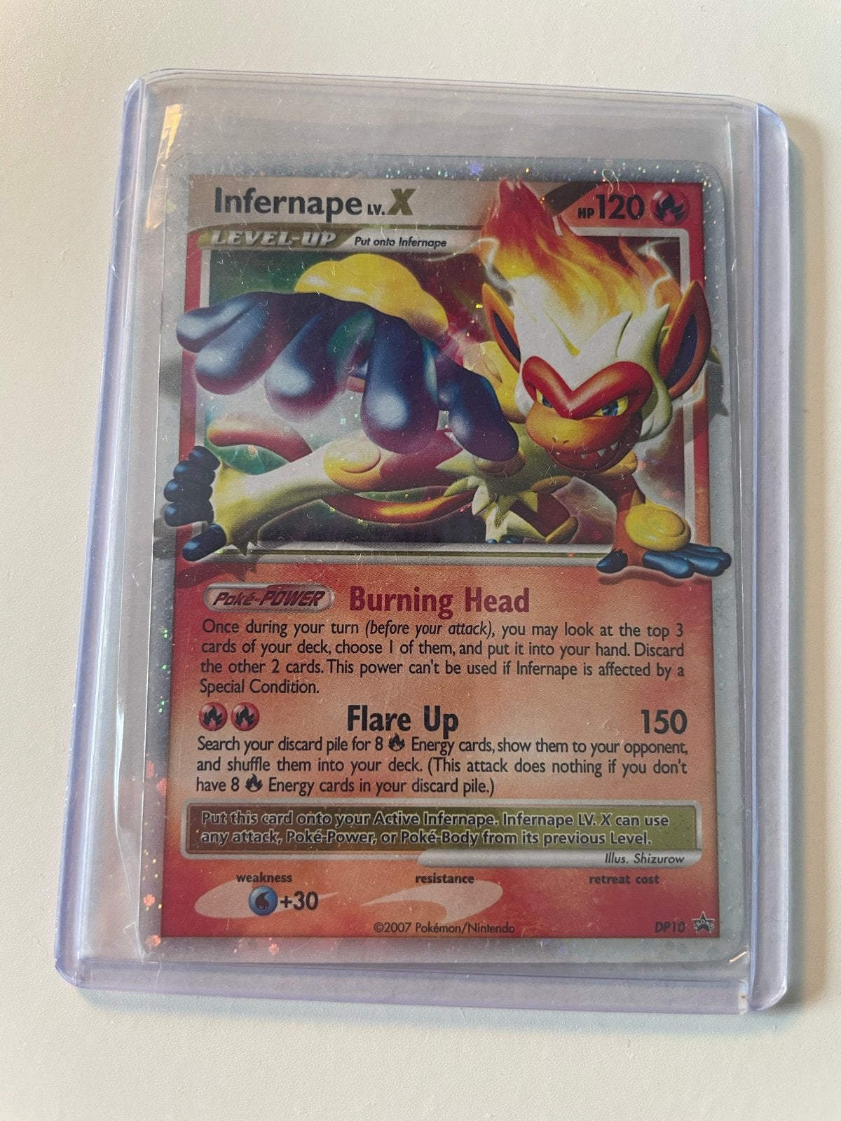 Infernape LV.X Pokémon Kaart 2007 DP10 Holo Rare, Ophalen, Gebruikt, Losse kaart, Foil