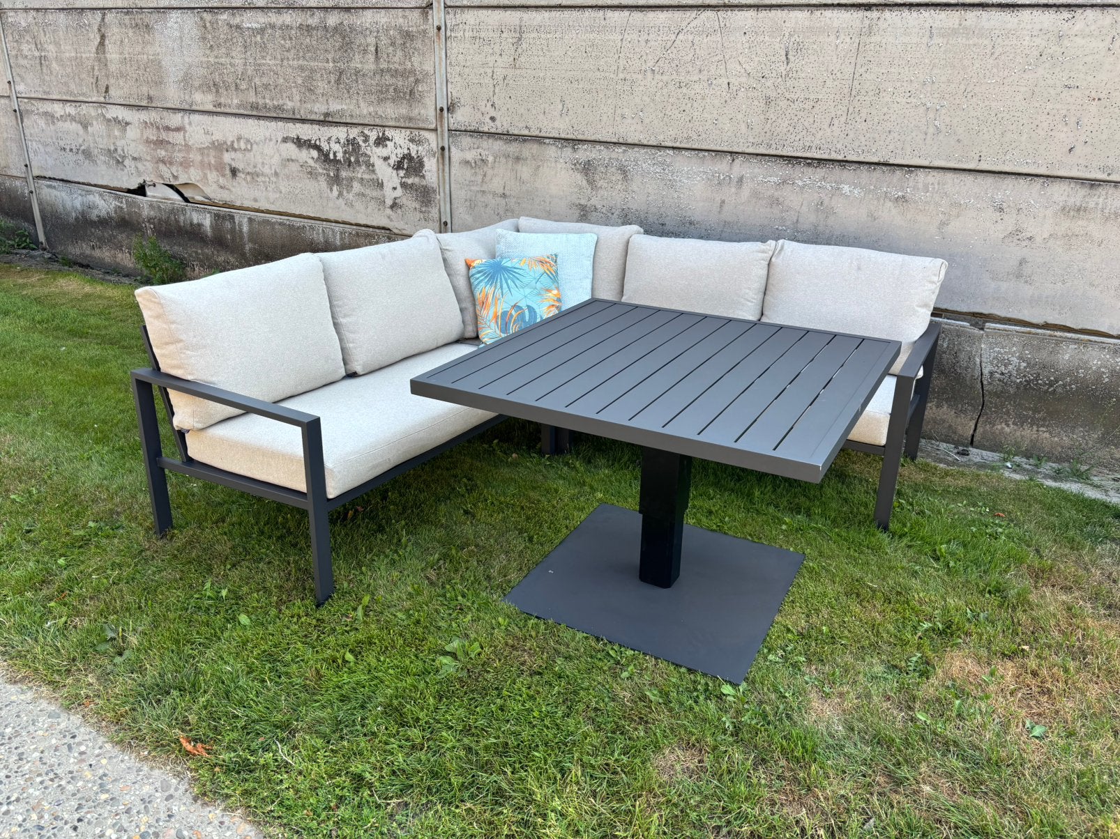 Aluminium loungeset met in de hoogte verstelbare tafel, Tuin en Terras, Tuinsets en Loungesets, 4 zitplaatsen, Ophalen of Verzenden