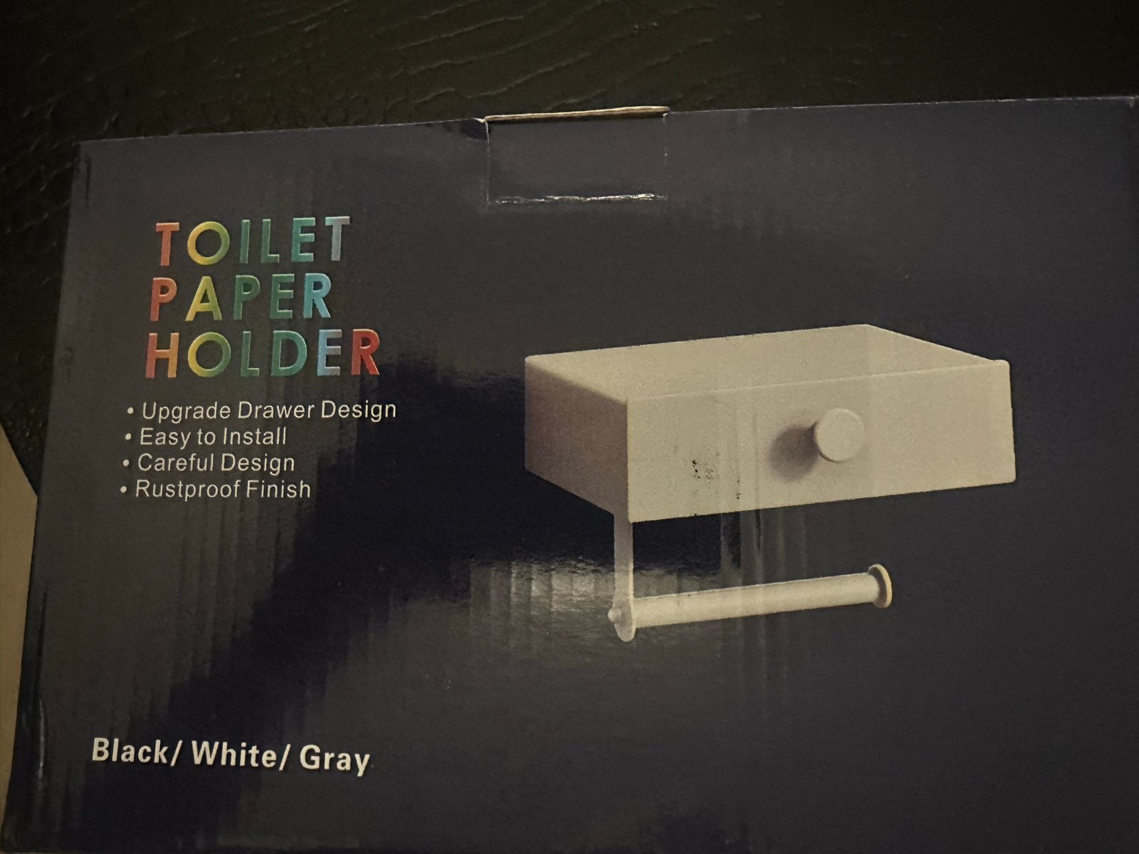 Zwarte WC-rolhouder met lade - Nieuw in verpakking, Huis en Inrichting, Ophalen, Nieuw
