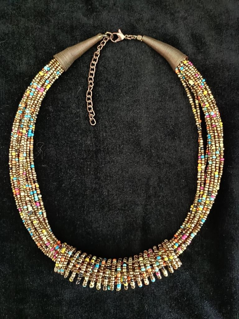 Prachtige Bohomain Glazen Kralen Ketting 40cm, Overige materialen, Verstelbaar, Overige kleuren, Nieuw