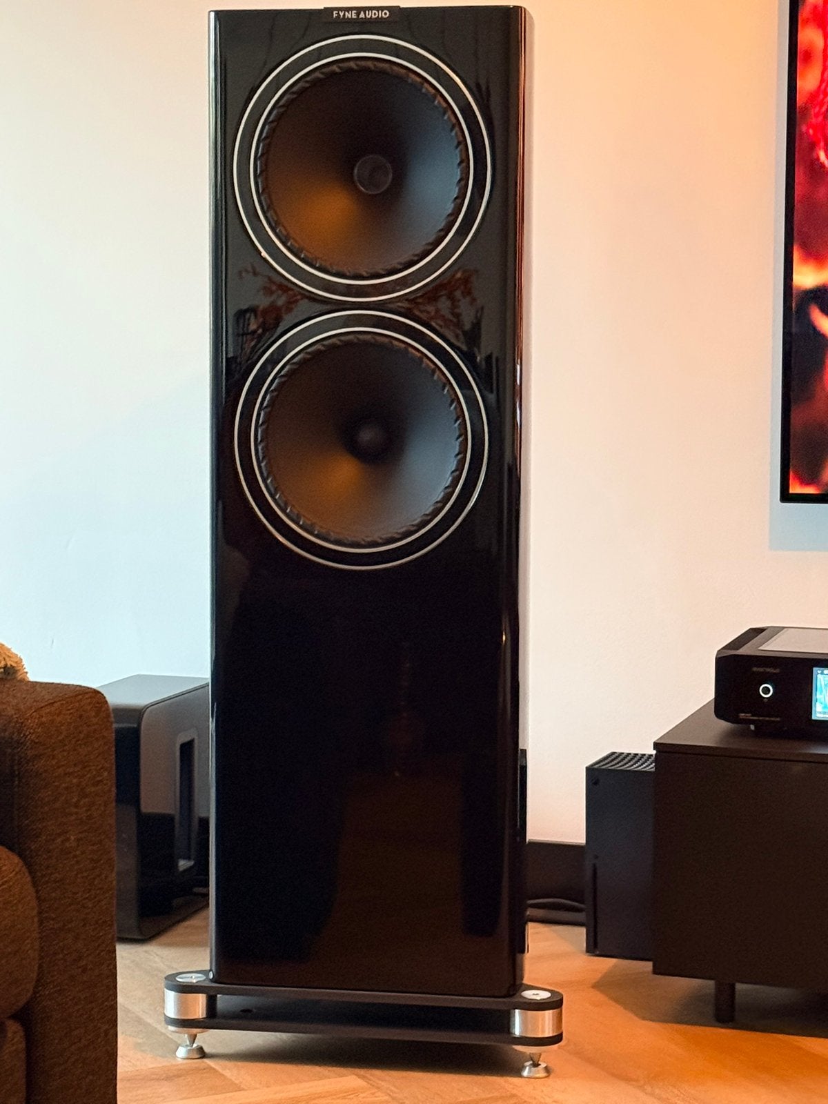 Fyne Audio F704X hoogglans zwart, Vloerstaande luidspreker, Zo goed als nieuw, Ophalen, 150 watt of meer