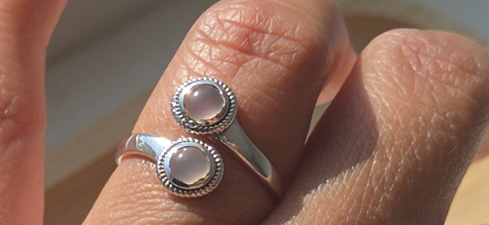 925 Zilveren Ring met Rozenkwarts - Maat 51, 54, 56, Sieraden, Tassen en Uiterlijk, Nieuw, Ophalen of Verzenden, 17 tot 18, Roze